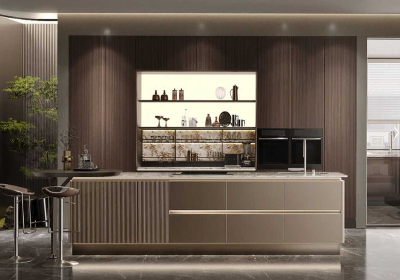 Haibang Home Furnishing Water-Based Paint Coated Integrated Smart Kitchen Cabinet System