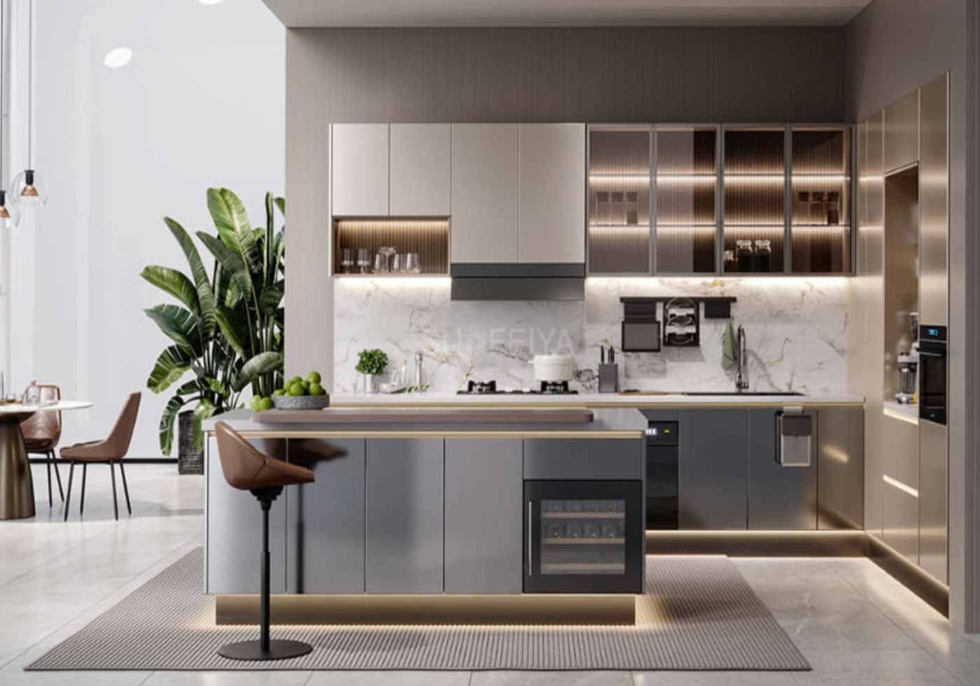 Haibang Home Furnishing Water-Based Paint Coated Integrated Smart Kitchen Cabinet System