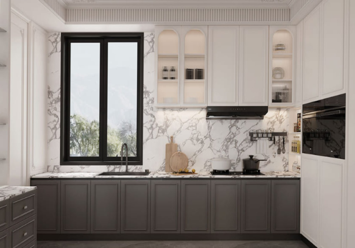 Haibang Home Furnishing Water-Based Paint Coated Integrated Smart Kitchen Cabinet System