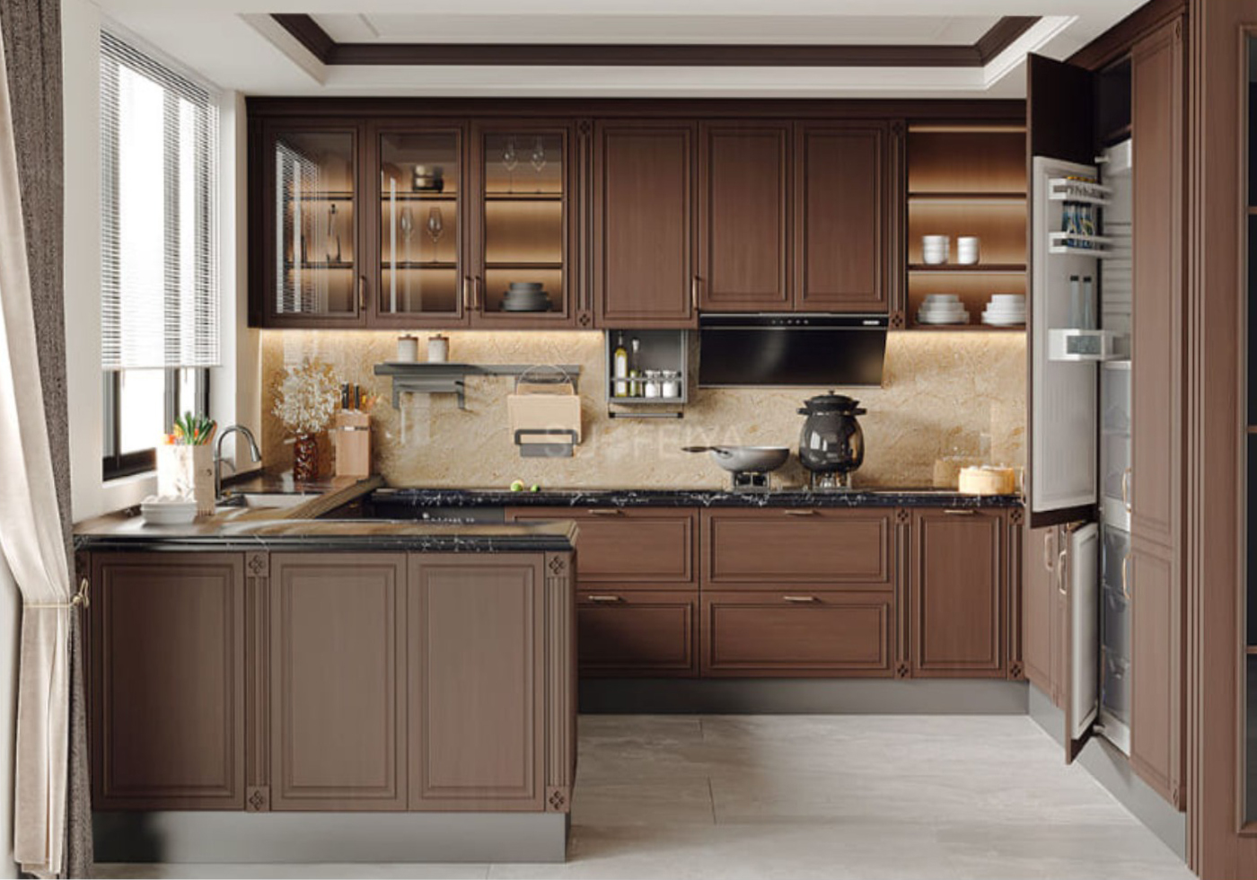 Haibang Home Furnishing Water-Based Paint Coated Integrated Smart Kitchen Cabinet Syste
