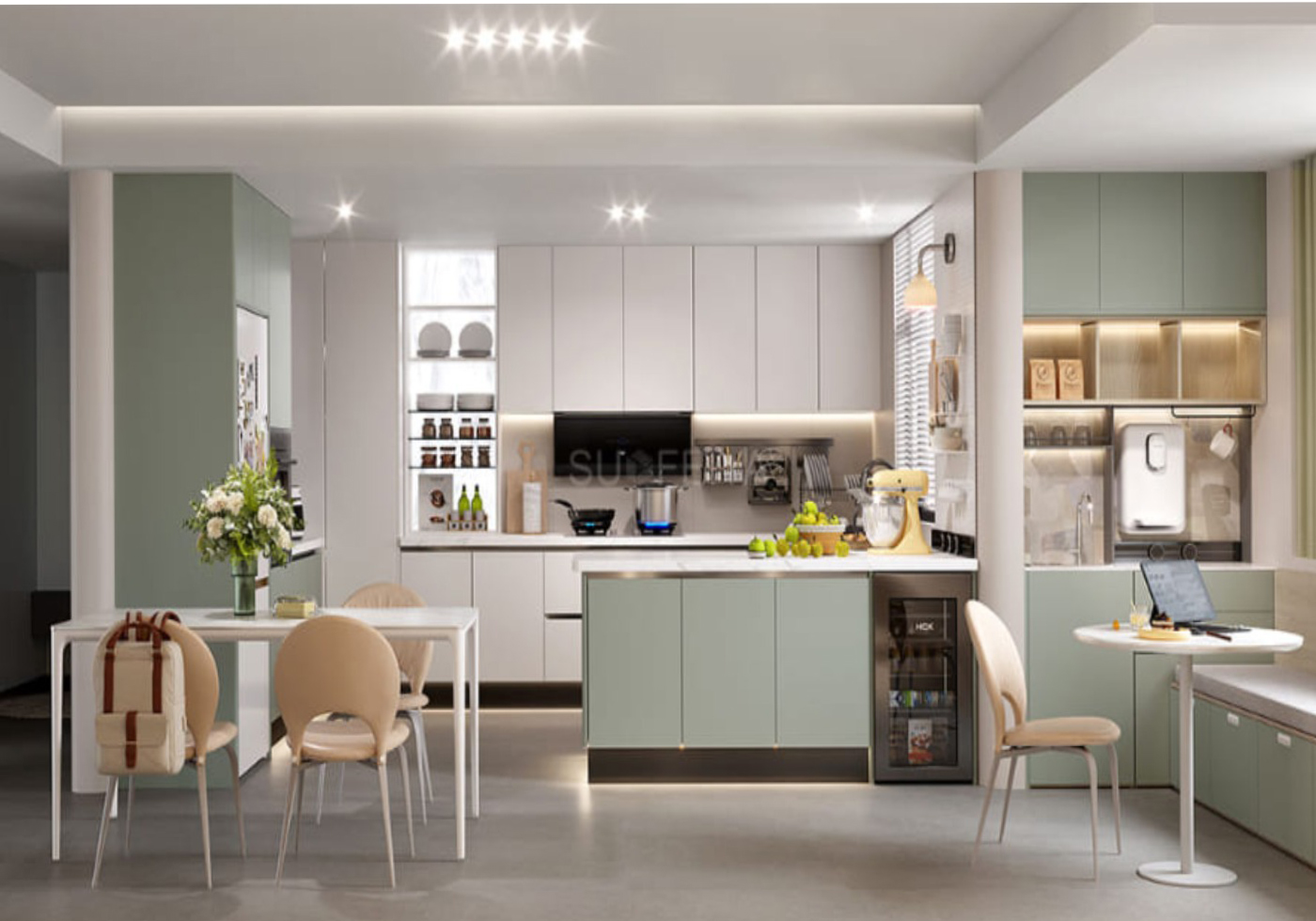 Haibang Home Furnishing Water-Based Paint Coated Integrated Smart Kitchen Cabinet Syste