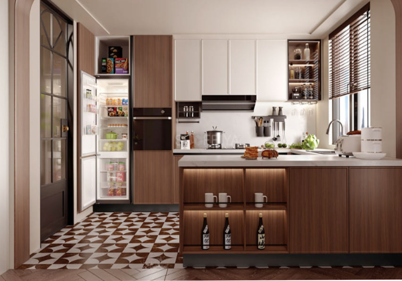 Haibang Home Furnishing Water-Based Paint Coated Integrated Smart Kitchen Cabinet Syste