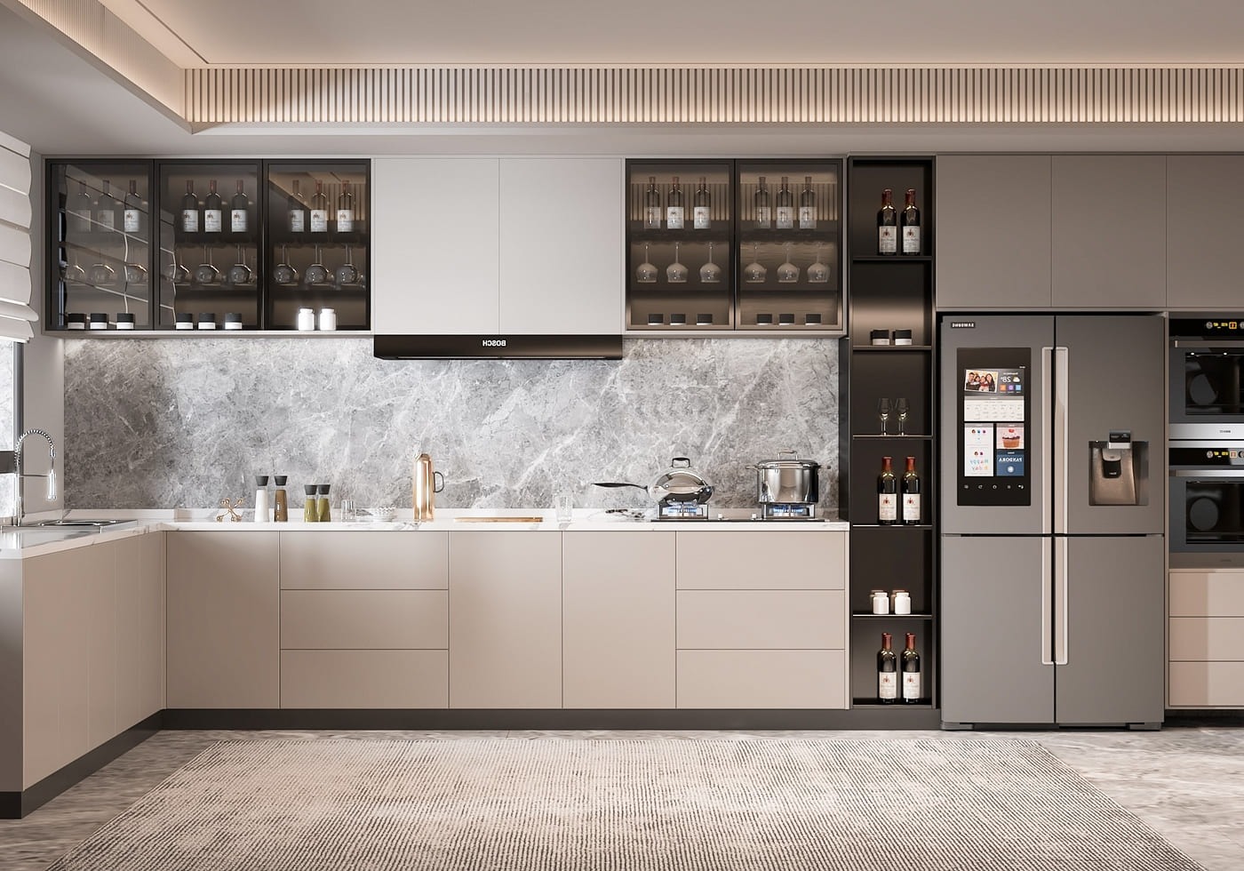 Haibang Home Furnishing Water-Based Paint Coated Integrated Smart Kitchen Cabinet System