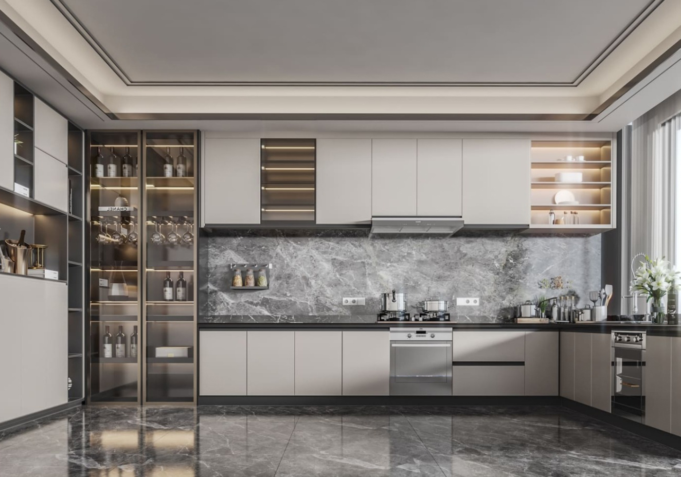 Haibang Home Furnishing Water-Based Paint Coated Integrated Smart Kitchen Cabinet System