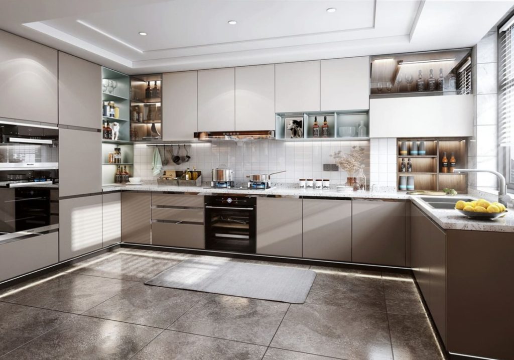 Haibang Home Furnishing Water-Based Paint Coated Integrated Smart Kitchen Cabinet System