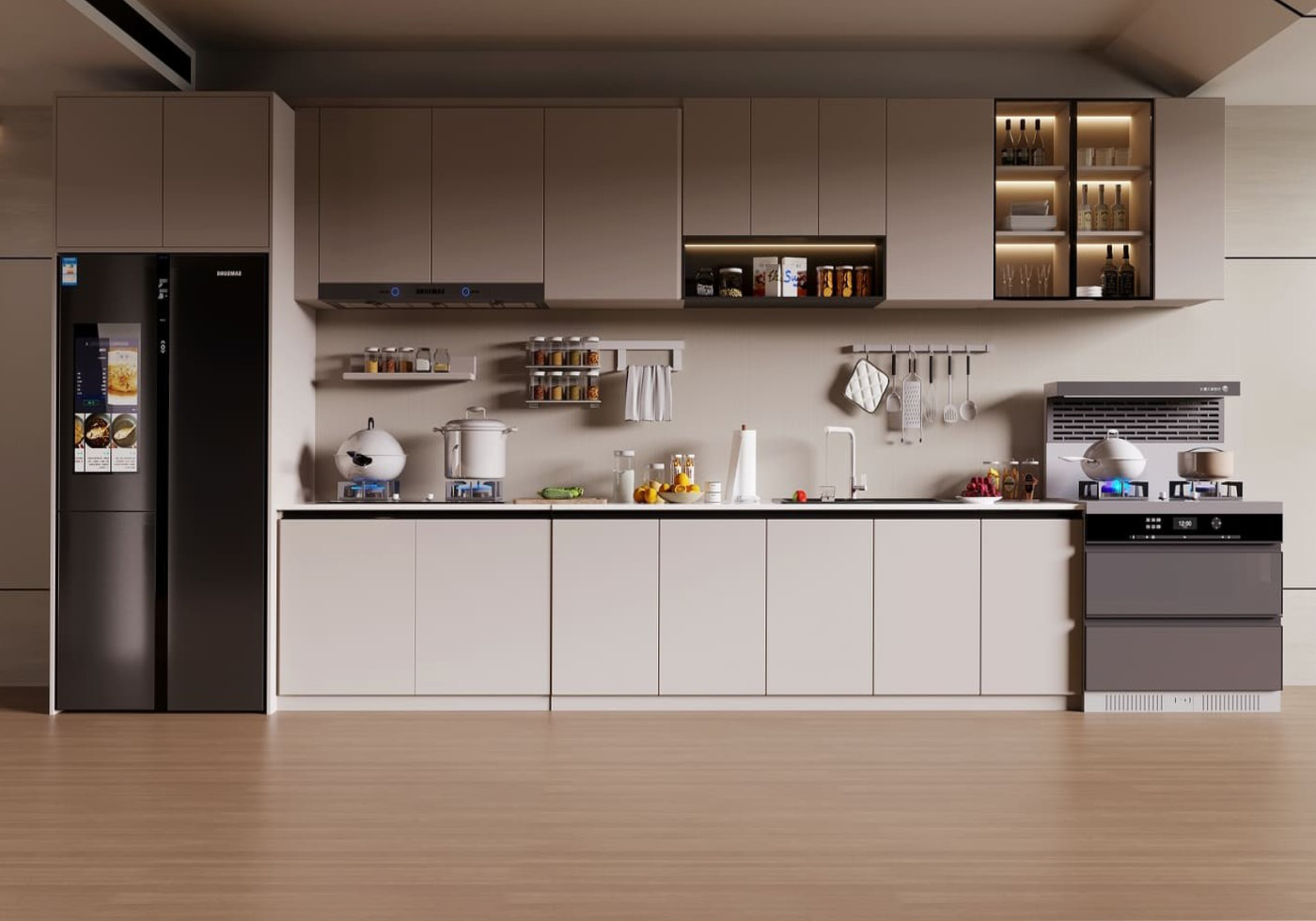 Haibang Home Furnishing Water-Based Paint Coated Integrated Smart Kitchen Cabinet System