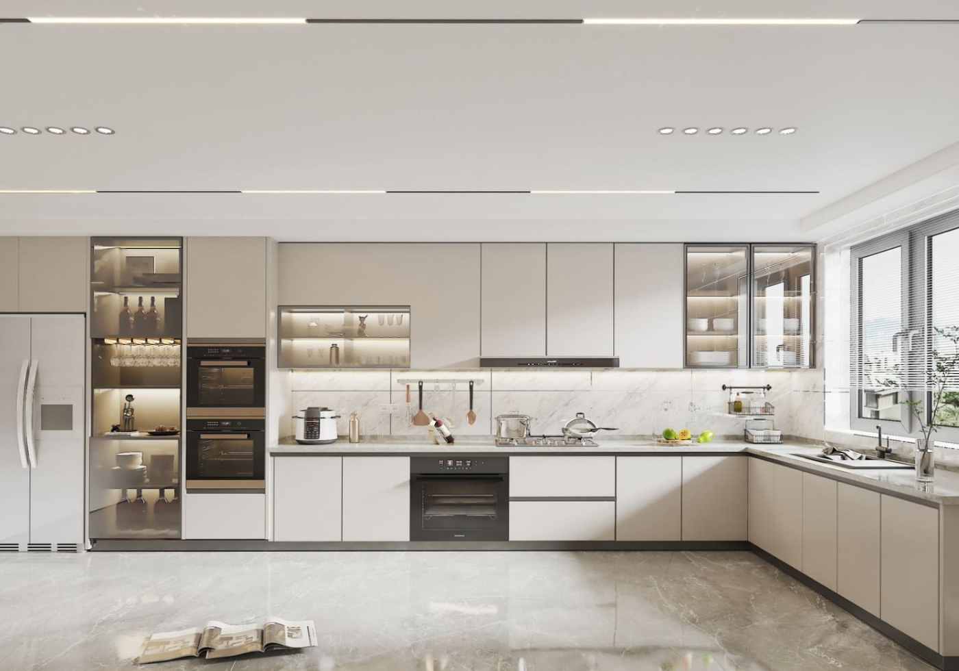 Haibang Home Furnishing Water-Based Paint Coated Integrated Smart Kitchen Cabinet System