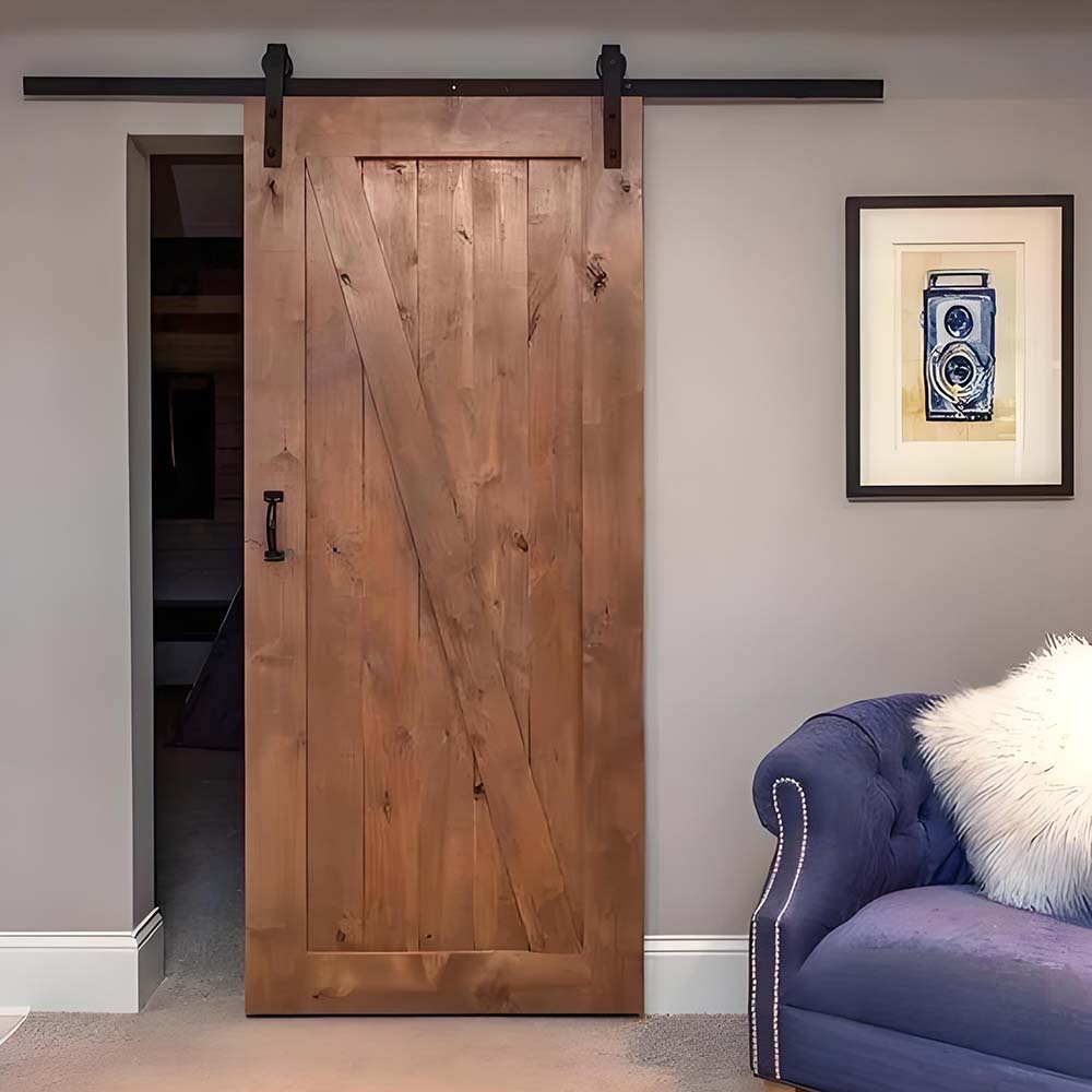 Haibang Home Furnishing Single-Leaf Sliding Door with Black Barn Track