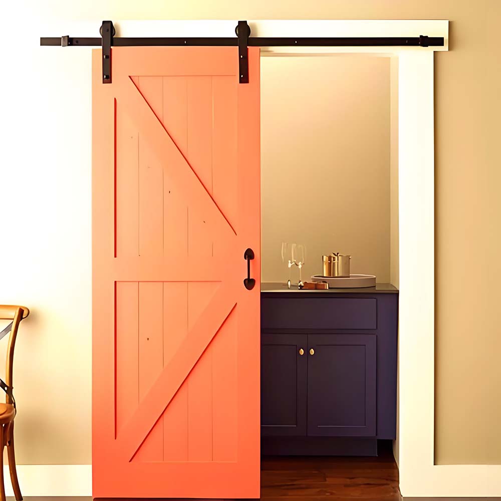 Haibang Home Furnishing Single-Leaf Sliding Door with Black Barn Track